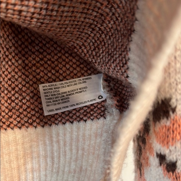 Knox Rose Cream, Brown and Rose Crew Neck Sweater with Contemporary Design - Picture 5 of 6
